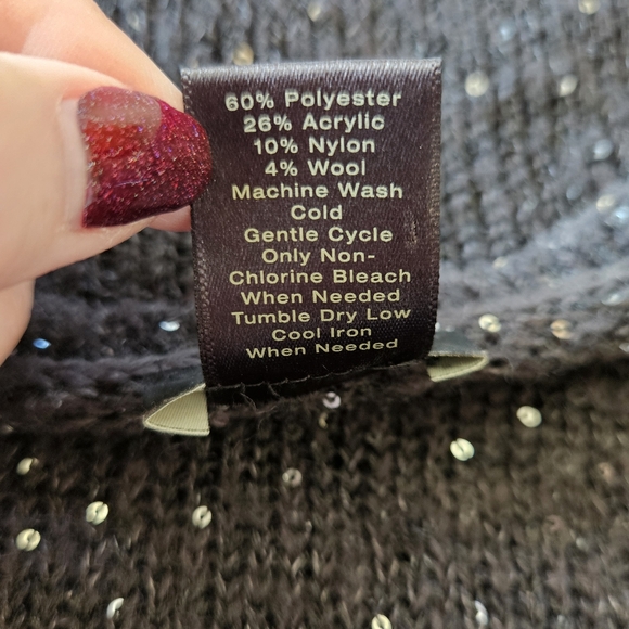 Ann Taylor Black Sequin 3/4 Sleeve Sweater - Picture 9 of 10